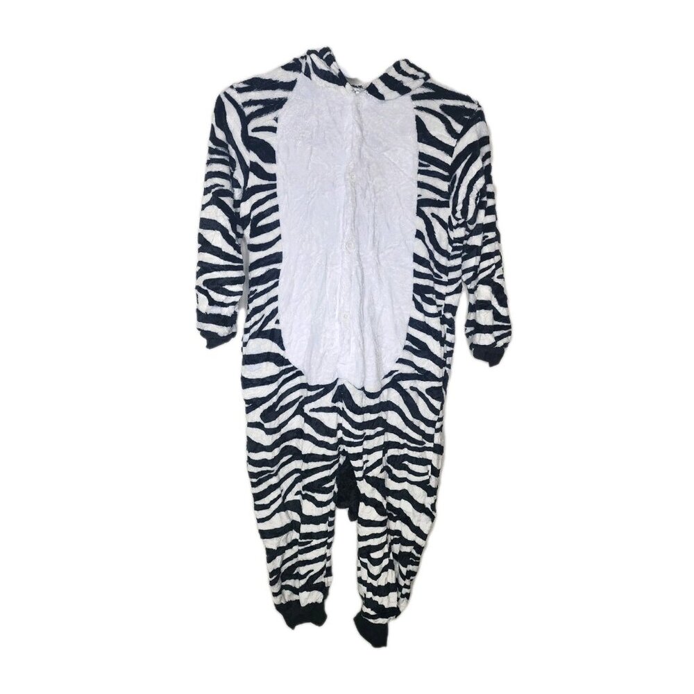 Zebra One Piece Costume Pajamas Youth Halloween Soft Fluffy Plush Medium